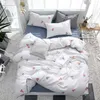 간단한 디자인 침구 세트 4pcs Queen King Size Cotton Printed Duvet 커버 침대 시트 및 베개 현대 침실 세트 1