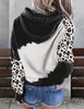 Tees mode brev kvinnor hoodies vår toppar leopard långärmad tröja avslappnad lapptäcke huvtröjor huvtröjor