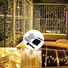3×2/3×3m LEDソーラーウィンドウカーテン文字列ライト屋外ガーデンカーテンライトランプクリスマス結婚式の休日パーティーストリングライトY200903
