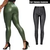 Hög midja dragkedja PU Leggings för kvinnor Svart SH Up Leggins Lady Sexy Booty Stretch Slim Sport Byxor Läder Legging Kvinna 211221