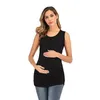Maternity Tshirt Kvinnor Graviditet Ärmlös Solid Toppar Casual Vest Comfy Shirt Kläder Breastfeeding T Shirt Dropship LJ201120