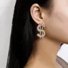 1 par de diamantes de imitación dólar dinero moneda Stud pendientes encanto cristal signo efectivo pendientes Ins símbolo rico pendiente divertido para mujeres niñas joyería