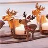 Ljushållare Smidesjärn Elk Dra Car Candlestick Retro Julmor och Barnrum Hjort Sleigh med 4 ljus kopp LJ201018