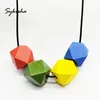 Pendant Necklaces 2021 Colorful Statement Collar Women Long Rope Big Wooden Beads Sweater Necklace For Christmas Party Gift1