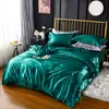 Luxury satin silke sängkläder uppsättningar duvet täcker platt monterad plåt tvilling full Queen king size 4pcs / 6pcs linne set svart 100% gyllene 201210