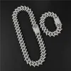 Hip Hop Bling Iced Out Full Rhinestone Men's Thorns Bracelet Gold Prong Cuban Link Chain Bracelet Necklace for Men Jewelry Y2218h