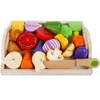 Montessori cut fruits and vegetables toys wooden classic game simulation kitchen series toys early education gift play house toy LJ201009