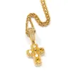 Hip Hop Cross Cz Stone Bling Iced Out Pendant Collier Bijoux Gold Slver Green Diamond Statement Colliers Gift258Z