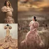 Tiered Ruffles Night Robes Maternity Dress for Photoshoot or Babyshower Photo Shoot Lady Sleepwear Bathrobe Sheer Nightgowns