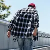 HARAJUKU Koszulki Plaid Men Streetwear swobodny wszechstronny jesień Wysokiej jakości wysokiej jakości ponadwymiarowe retro flanelowe koszule z długim rękawem 220222