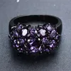 Pequenos anéis de flores de estrela de zircão de zircão roxo oval para homens homens vintage Black Gold Multicolor Stone Ring Jóias de Casamento Feminino1547243