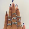 IFMIA Vintage Silver Color 10 SZTUK / Set Snake Serce Połączenie dla kobiet 2021 Trend Damska Gwiazda Czaszka Pierścienie Punk Biżuteria