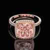 New design Jewelry 925 Sterling Silver Square ring Gemstone 10*10mm pink High carbon drill diamond ring