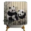 Tende da doccia Pittura a inchiostro Panda Tende da bagno Impermeabili e antimuffa con 12 ganci Poliestere lavabile Eco-Friendly T200711