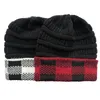 Beanie Hoed voor Dames Winter Warm Bonnet Cap Casual Plaid Stiksels Vrouwelijke GLB Gorros