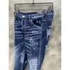Mens jeans Rips Stretch blue Jeans Fashion Slim Fit Washed Motocycle Denim Pants Panelled Hip HOP style Trousers
