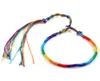 Etnische handgemaakte weven touw armband kleurrijke regenboog geweven gevlochten touw koord armbanden vriendschap dunne string streng armbanden