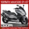 Carénages d'injection pour YAMAHA TMAX500 T-MAX500 MAX-500 Argenté foncé TMAX-500 T MAX500 01 02 03 04 05 06 07 109No.37 TMAX MAX 500 XP500 2001 2002 2003 2004 2005 2006 2007 Kit