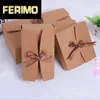 Gift Wrap 20pcs European Kraft Paper Box Wedding Candy Cake Packing Portable Case With Ribbon Big Sizes Gift1