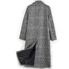Moda mulheres casaco de lã xadrez clássico feminino solto longo único casacos de peito 2020 outono jaquetas de inverno trincheira outerwear lj201110