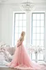 우아한 분홍색 이브닝 드레스 2021 Sweetheart Tulle Sweep Train Maternity Dress Plus 크기 Pregant 사진 가운 Vestido de Novia