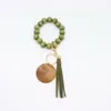 Beaded Wooden Bead Keychain Fashion Personality Disc Tassel Armband Key Ring Kvinna JW126