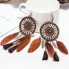 Europe and America Vintage Feather Luxury Drop Earrings for Women Ethnic Folk-custom Boho Dangle Earring Fashion Jewelry