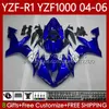 Carrosserie de moto pour Yamaha YZF-R1 YZF R 1 1000 CC 2004-2006 Bodys 89NO.17 YZF1000 YZF R1 1000CC YZFR1 04 05 06 YZF-1000 2004 2006 Kit de carénage OEM Blue Bleu Bleu