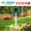 Kostenloser Versand AOSION Outdoor Solar Ultraschall Tierkontrolle Garten Verwendung blinkender Fuchs Fledermäuse Vögel Hunde Katzen Repeller Repellent Y200106