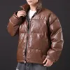 Men's Down & Parkas 2022 Men Winter Jacket Coat PU Leather Parka Thick Warm Faux Harajuku Style Oversized Phin22