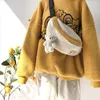 Designer- femmes poitrine sac à bandoulière agneau comme tissu doux en peluche sac à main simple patchwork lambrissé téléphone pochette mignon sacs à bandoulière pour les filles
