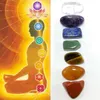 7 pçs / conjunto Bonito Chakra Pedras Naturais Palm Reiki Cura Cristais Pedras Gemstones Yoga Energy Stone + Presentes do Saco Preto