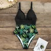 Sexy One Stuk Badpakken Vrouwelijke Schouder Bloemen Vrouwen Badmode Push Up Badpakken Bodysuits Beach Wear Ruffle Monokini L6 T200708