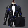 S4XL Mann Mode Stickerei Hohe Qualität Party Blazer Feste Hose Anzüge Männliche Beiläufige Dünne Blazer Mantel Anzug Oberbekleidung 1120 201106