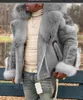 Lugentolo Faux Fur Coat Mężczyźni Plus Size Kurtka zimowa Futro Kołnierz i Długie Rękawy Wełna Liner Dorywczo Zipper Męskie Kurtki i Płaszcze1