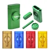 Dugul Dugu Grinder Case Zestaw rurowy Combo Metal One Hitter Pipe + Suche Herb Dymny Case Case + Grinder 3 w 1 Multi Użytkowanie Dugule