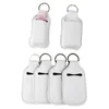 Home conjunto em branco impresso cor neoprene líquido sabão garrafa cremalheira 30ml sanitizer mão chaveiro kk0053hy