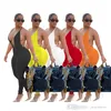 2022 Sexy Jumpsuits voor Womens Designer Mouwloze Hol Backless Bandage Yoga Bodysuits Elastische Slanke Rompertjes