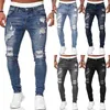 Hommes Jeans Mode Trou Déchiré Jeans Pantalon Casual Hommes Skinny Jean Haute Qualité Lavé Vintage Crayon Pantalon 5 Colora Taille S-3XL