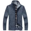 Mäns Tröjor Tröja Män Tjock Varm Cardigan Zipper Sueter Masculino Pull Mens Stand Collar Plus Velvet Sweter Höst Vinterrockar