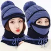 BeanieSkull Caps Winter Mask Scarf Knitted Beanie Hat Set Women Warm Balaclava Hats Female Fashion Outdoor Cycling Thick Fleece H3529370