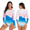 2020 Nuovo Diving Costume Intero Stampa Manica Lunga Donna Costumi Da Bagno Costume Da Bagno Rash Guard Surf Vestito di Nuoto Rashguard T200708