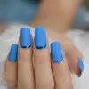 Valse nagels medium vierkante nail art tips matte plastic kunstmatige vingernagels blauw eenvoudig uniek voor design prud22