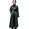 leather sleeve trench coat women
