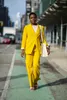 Желтые уличные костюмы для женщин свадьба гостей носить плюс размер дамы бизнес формальные смокинги 2 частей офис (куртка + брюки)