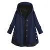 Women's Jackets Women Plus Size Casual Hooded Coat Buttons Long Sleeve Solid Color Loose Tops Pullover Femme1