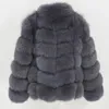 OFTBUY Giacca invernale da donna Cappotto in vera pelliccia Naturale Grande soffice pelliccia di volpe Capispalla Streetwear Colletto caldo Gilet rimovibile