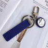 Tasarımcı deri anahtarlık araba anahtar yüzüğü toka moda el yapımı erkekler kadınlar karabin severler anahtarlık çantaları kolye mavi anahtarlar gif260x