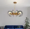 Lustre en verre moderne, lampe ronde suspendue pour salon, éclairage d'intérieur de maison, Lustre en Cristal doré de luxe