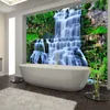 Anpassad självhäftande badrum Väggmålning 3D Cliff Waterfall Wall Sticker PVC Waterproof Fresco Papel de Parede 3D Paisagem